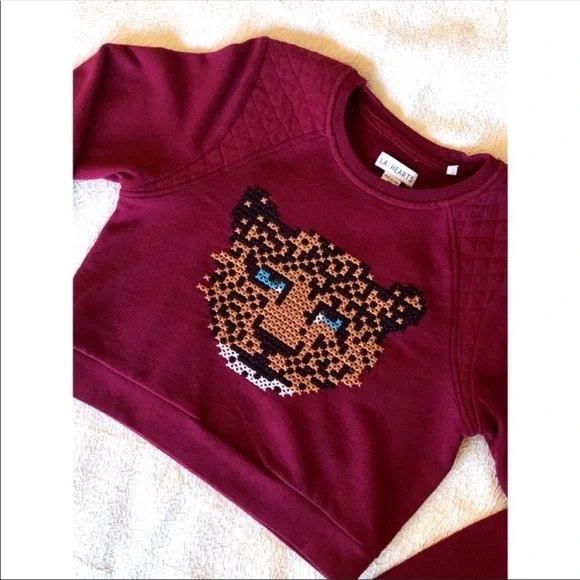 Crop Top Sweatshirt - Cheetah / Leopard Knit Design XS PACSUN - Picture 2 of 8